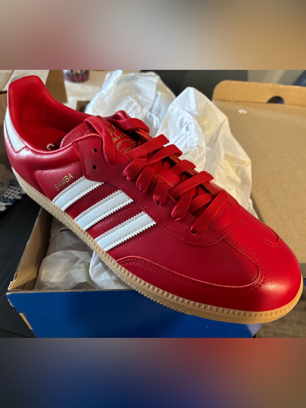 adidas Samba Leather Sneaker - Red / White SIZE 12 NEW in box